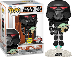 Star Wars: The Mandalorian - Dark Trooper with Grogu Glow in the Dark Pop! Vinyl Figure