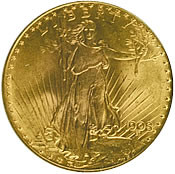 $20 SAINT-GAUDENS NO MOTTO MS 63