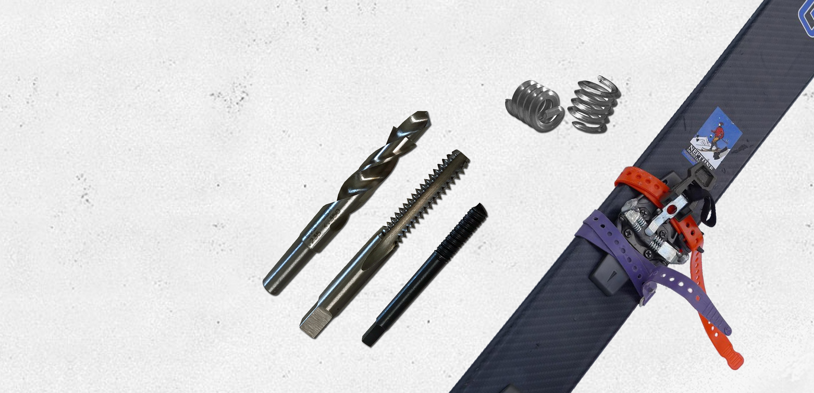 Threaded inserts for skis, Jigarex, and Mounting Equipment Binding