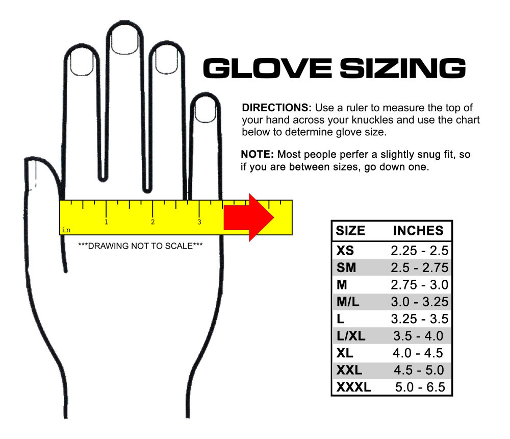 Dragon Fire Glove Size Chart