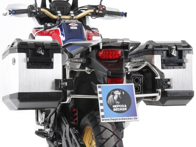 HONDA CRF1000 Africa Twin Hepco Becker Cut Out Pannier Frames with Panniers stainless steel Cytech Motorcycles