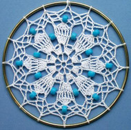CMPATC007 Crocheted Sun-catcher (White with blue beads)