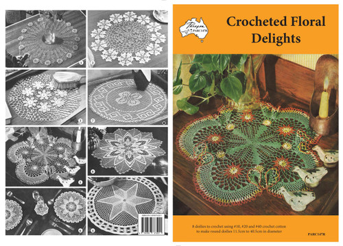 Cover image of Paragon heritage crochet book PARC147R, Crocheted Floral Delights, edited by Vicki Moodie.