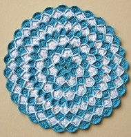 CMPATC074 Round Doily (Blue and White in Bavarian Crochet)