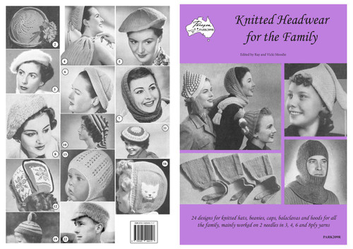 Cover image of Paragon heritage knitting book PARK209R Knitted Headwear for the family.