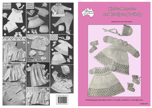 Cover image of Australian Paragon Heritage series Baby Knitting book PARK215R - Knitted Layettes and Cardigans for Baby.