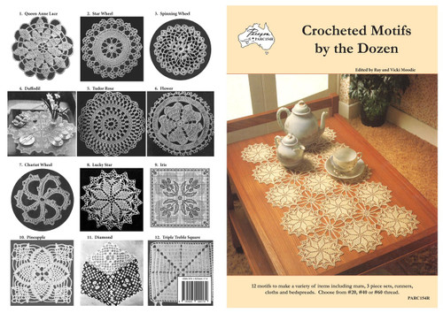 Cover image of Paragon heritage crochet book PARC154R Crocheted Motifs by the Dozen.