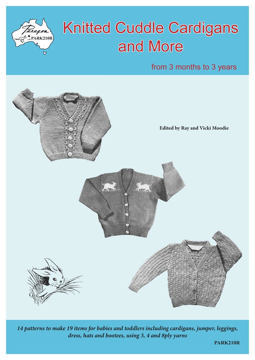 Paragon Baby knitting book PARK210R Knitted Cuddle Cardigans and More, Front cover image.