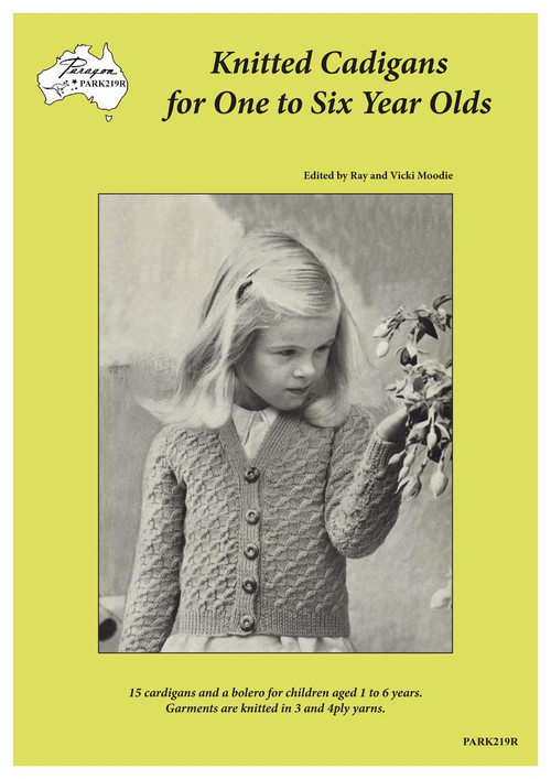 Front cover image of Paragon Heritage series baby knitting book PARK219R Knitted Cardigans for One to Six Year Olds.
