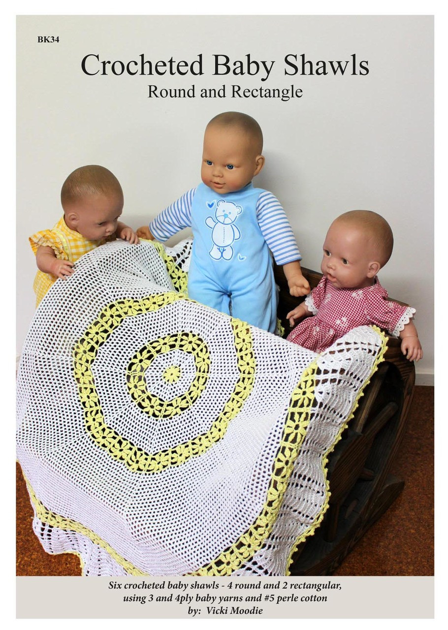BK34 (A4) Crocheted Baby Shawls - Round and Rectangle - Craft Moods