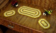 Craft Moods crochet pattern by Vicki Moodie, CMPATC103, Tri-Colour Oval Dressing Table Set in Bavarian Crochet, crocheted oval three piece set using 3 autumn tones