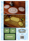 Back cover of Craft Moods publication BK42 (A4), Four More Crocheted Dressing Table Sets, by Vicki Moodie, square, round, oval and rectangle mats to crochet using #10 and #20 crochet cotton, showing finished projects.