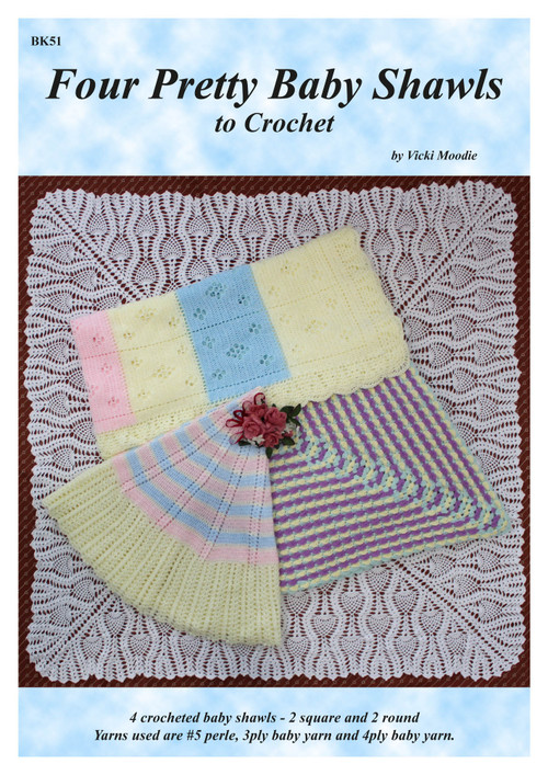 Front cover image of Australian Craft Moods book BK51, Four Pretty Baby Shawls to Crochet, by Vicki Moodie.