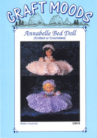 Picture of finished article CMPATKC19 Annabelle Bed Doll PDF crochet and knitted pattern by Vicki Moodie.