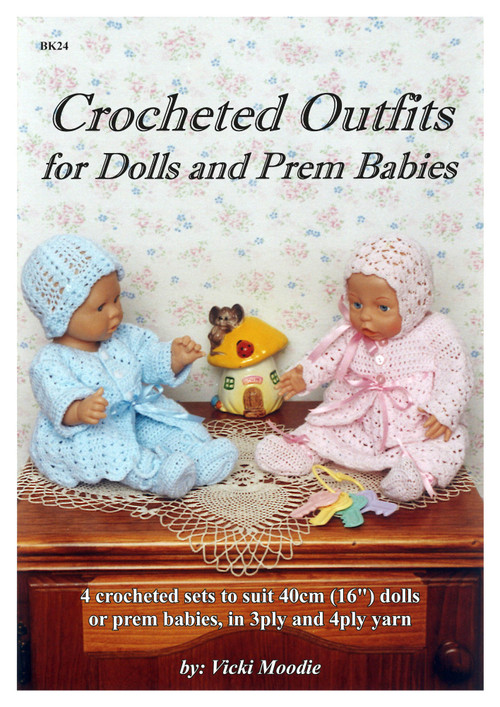 Image for Craft Moods book BK24 (A4) Crocheted Outfits for Dolls and Prem Babies by Vicki Moodie.