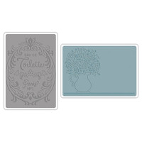 Sizzix Texture Impressions Embossing Folders - Flowers & Perfume Label Set 658969