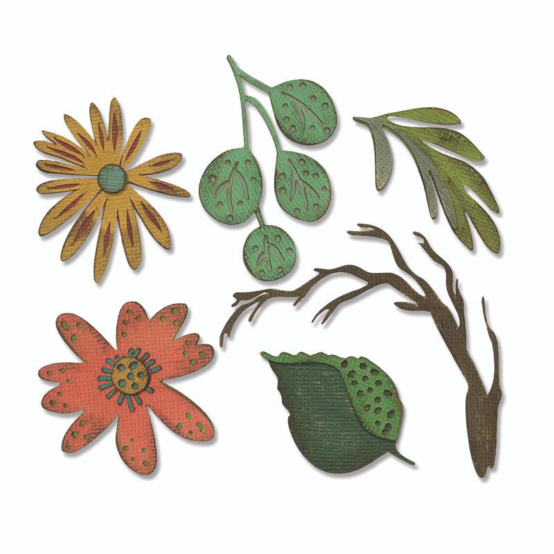 Sizzix Thinlits Die Set 6pk Funky Floral Large By Tim Holtz 664158