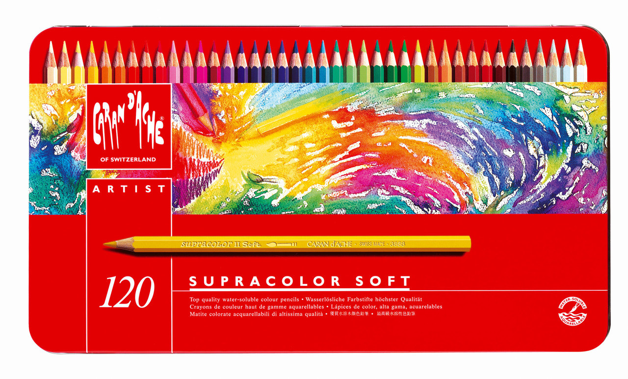 Caran dAche Caran d'Ache Supracolor Artist Water Soluble 120 Colour Pencils Wooden Gift Box 7610186044205 
