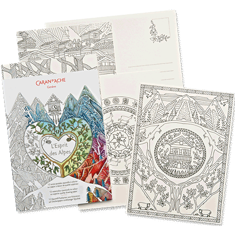 Caran D'Ache Colouring Postcards Spirit of the Alps 12 Illustrations   |  454.201