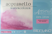 FABRIANO ARTISTICO TRADITIONAL WHITE 4 SIDES GLUED PAD HOT PRESSED 10 SHEETS 300GSM 45.5X61CM