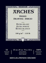 Arches Dessin Drawing Pad Extra White 180GSM - 26cm x 36cm