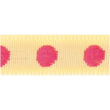 Rico Design Fabric Ribbon - Dots, Yellow/Pink