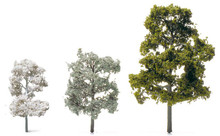 Etched Brass Deciduous Trees - H=15 mm Natural Green, Brown Trunk