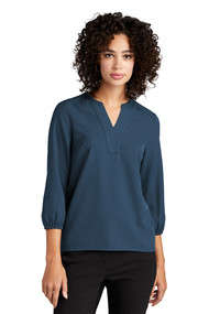 MERCER+METTLE Women's Stretch Crepe 3/4-Sleeve Blouse
