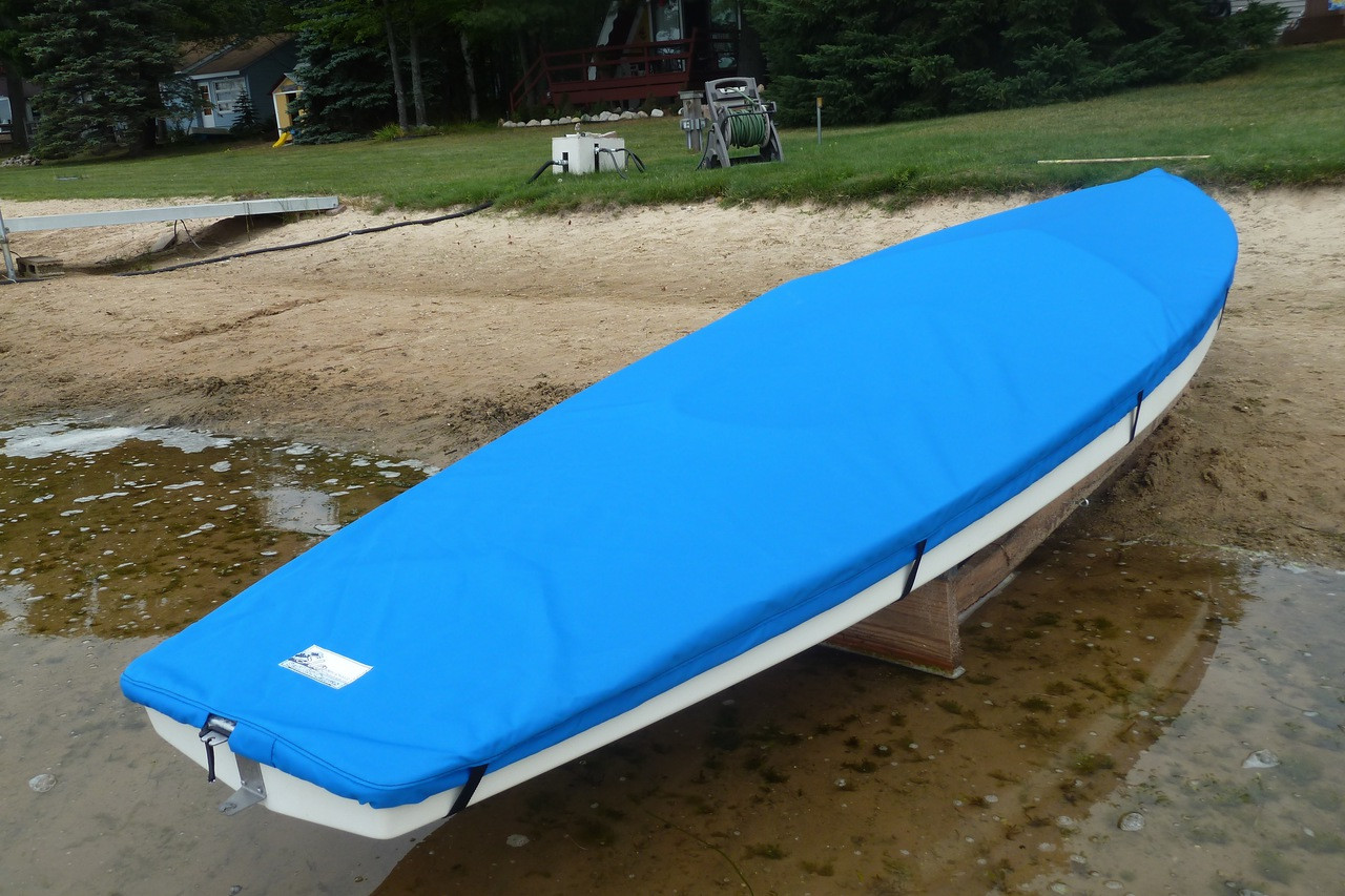 Sunfish Sailboat Top Deck Cover made from Sunbrella Cadet Gray