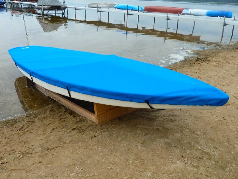 Sunfish Sailboat Top Deck Cover made from Sunbrella Cadet Gray