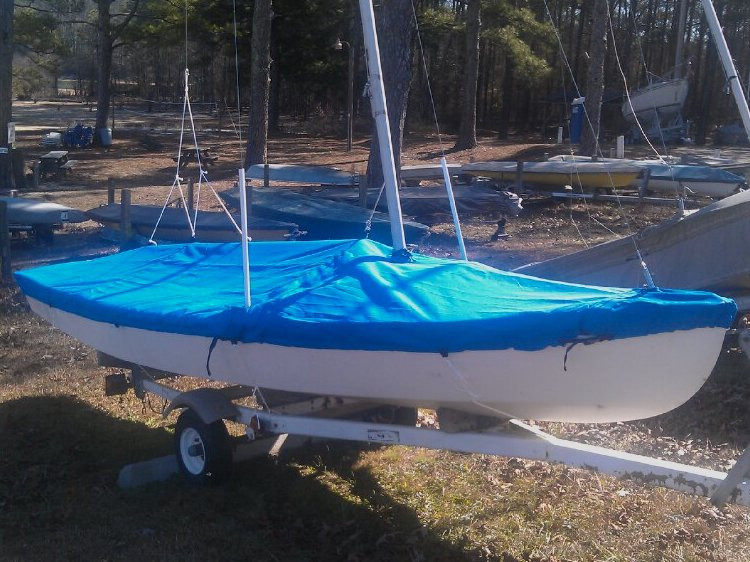 Mistral 16 Sailboat Hull Cover made in America by skilled artisans at SLO Sail and Canvas.
