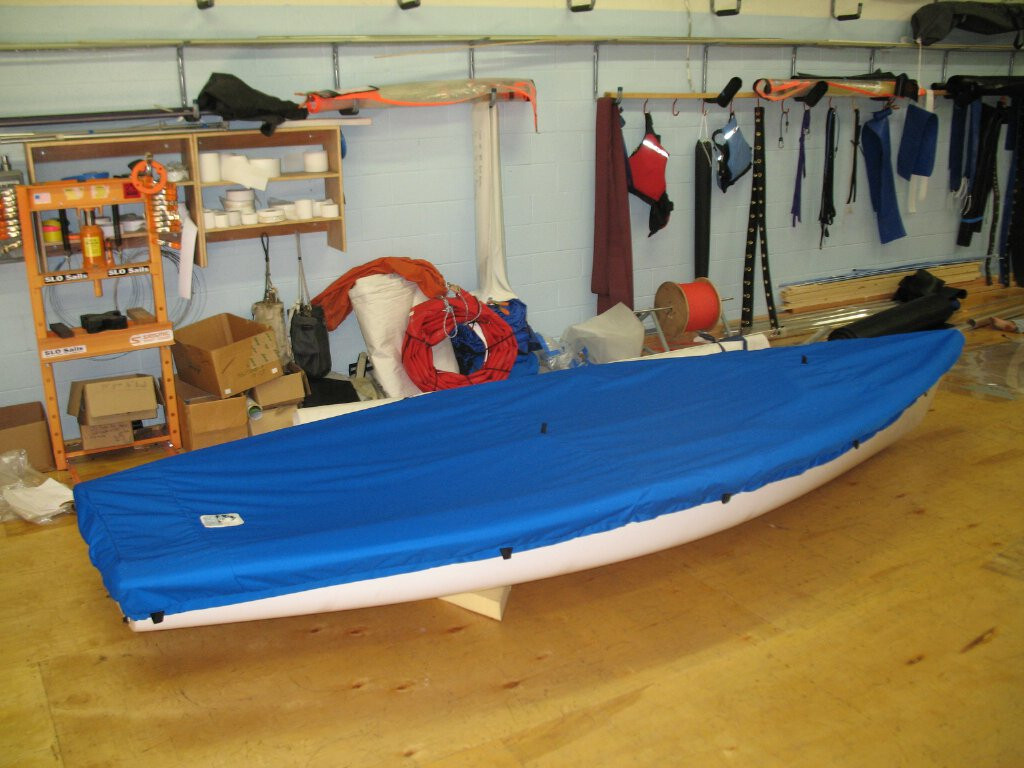 Mistral 16 Sailboat Hull Cover made in America by skilled artisans at SLO Sail and Canvas.
