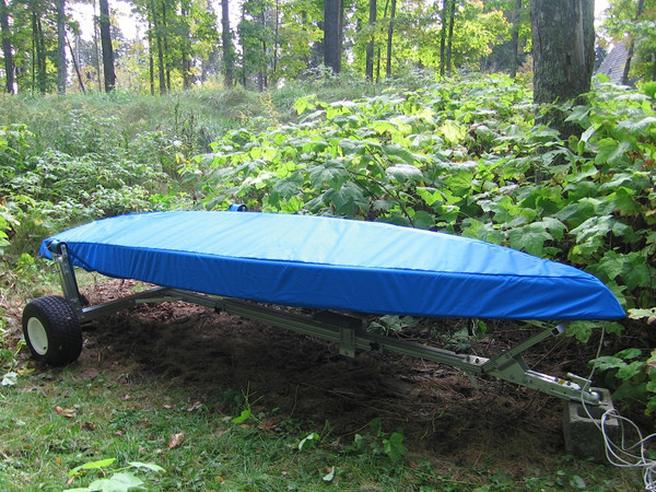 Sailboat Hull Cover made in America by skilled artisans at SLO Sail and Canvas. Cover shown in Top Gun Caribbean Blue. Available in 4 fabrics and many color choices.
