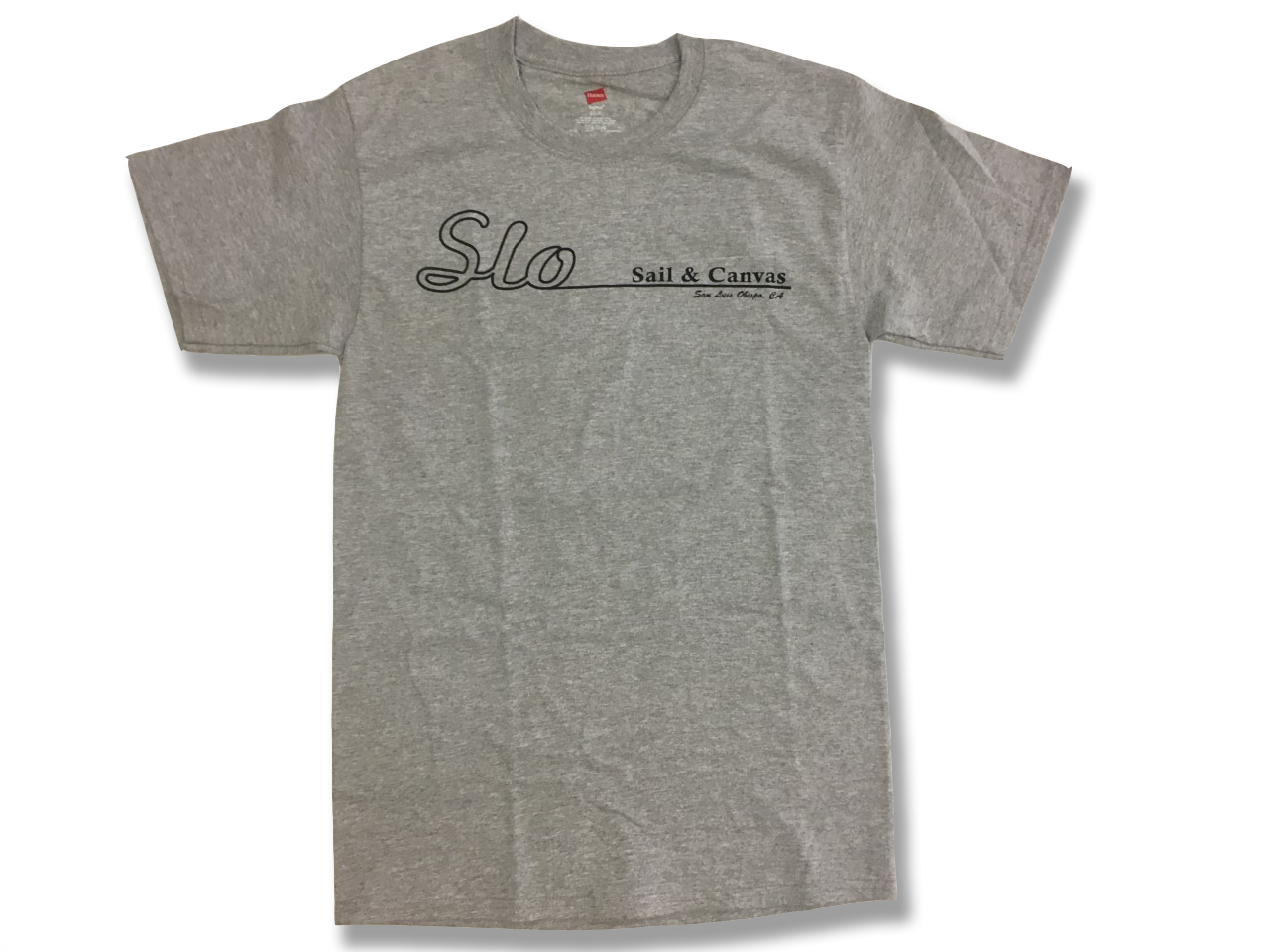 SLO Sail and Canvas T Shirt. Great to give to a sailor as a gift - or treat yourself to a comfortable lightweight T shirt! Shown in Premium Heather. 