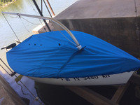 Catalina Expo Mast Up Flat Mooring Cover shown in Polyester Royal Blue.