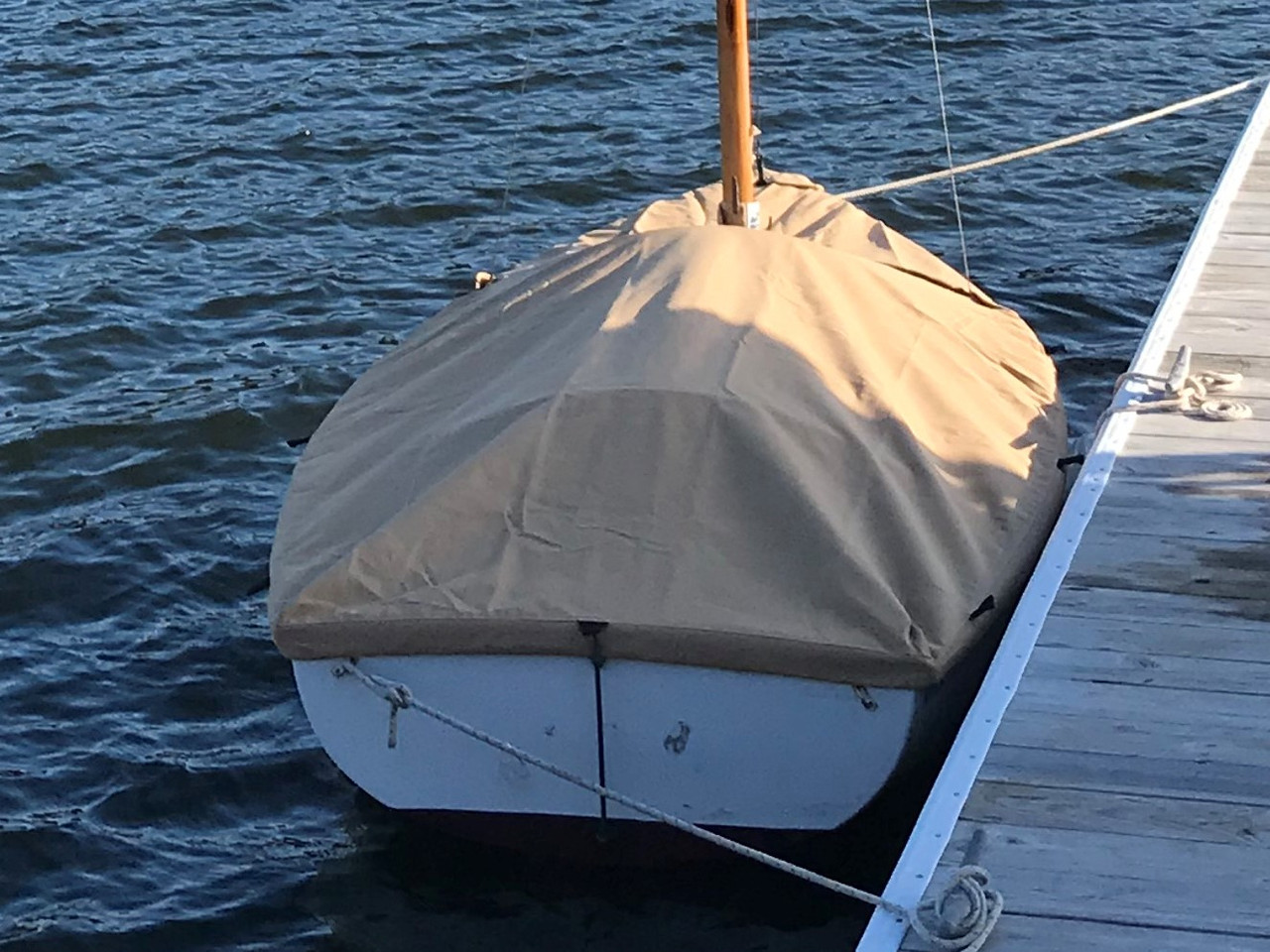Use SLO Sail and Canvas' Mooring Cover to protect your boat while in storage, or when in the water.