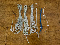 Hobie Getaway Line Kit by SLO SAIL AND CANVAS. Replaces your running rigging. Made with the very best cordage from Marlow Ropes and Challenge Sailcloth. CompTip main halyard line made in house with top-notch wire rope end, and shackle.  Easy Rite righting line available as an optional add-on. 