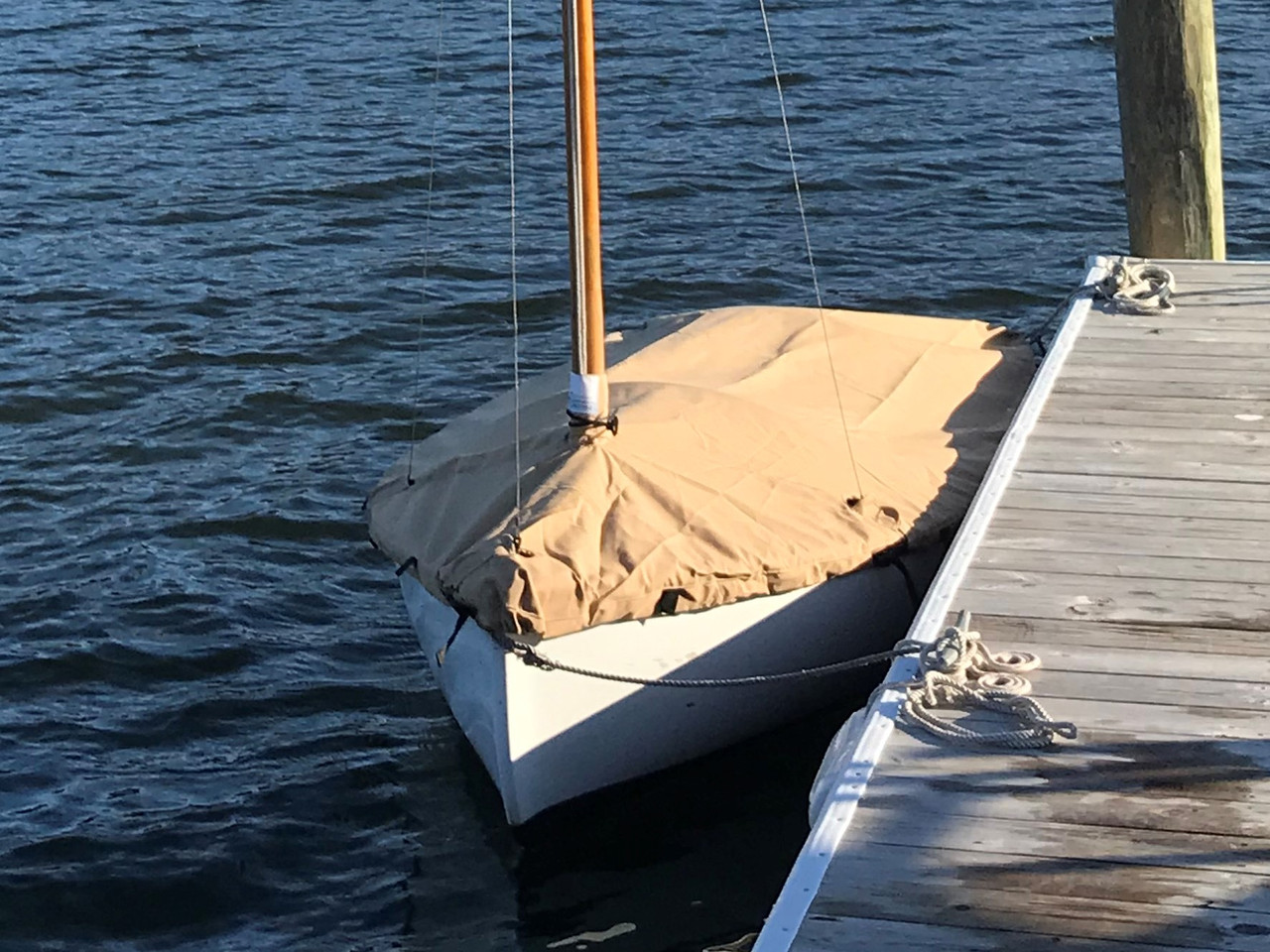 Mooring Cover by SLO Sail and Canvas. Shown in Sunbrella Toast. Available in 3 fabrics and many color choices.
