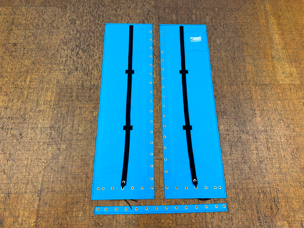 3pc Trampoline to fit a Hobie Wave Club catamaran made in America by skilled artisans at SLO Sail and Canvas. Hand pounded #4 brass spur grommets. Adjustable hiking straps made of 2” Polypropylene webbing. 12” X 12” halyard pocket, included. 