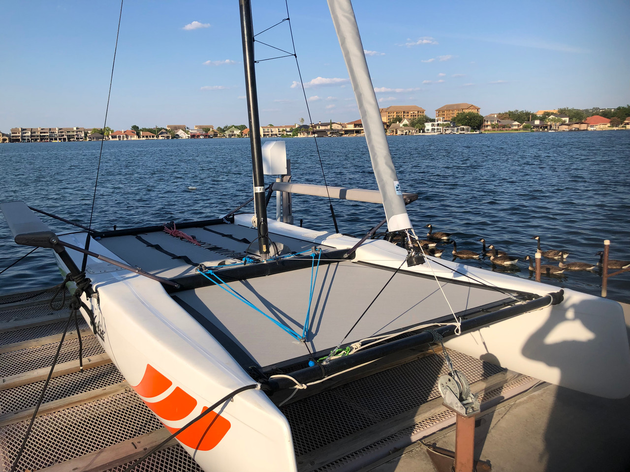 Jib Snorkel to fit a Hobie Getaway Catamaran. Made with your choice of fabric & color in the USA by SLO Sail and Canvas. 