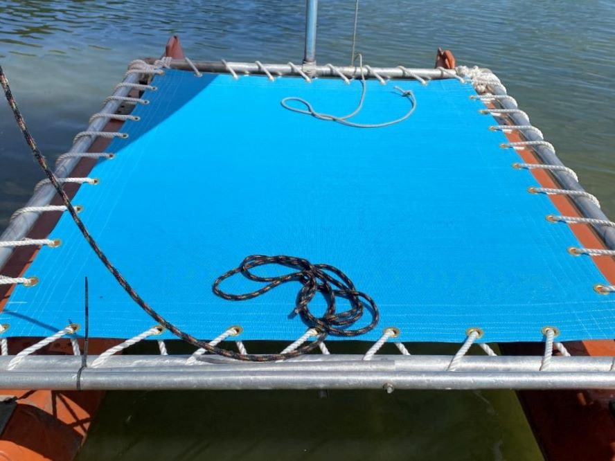 Textilene 90 Trampoline to fit a Catyak® catamaran made in America by skilled artisans at SLO Sail and Canvas.