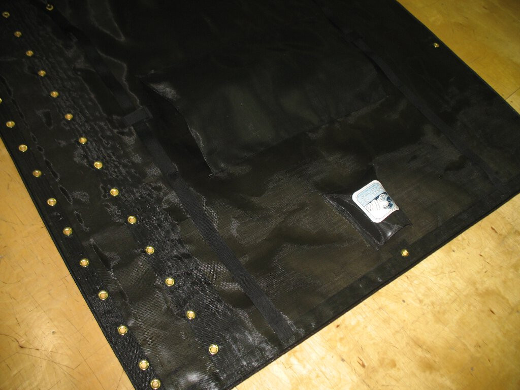 Nacra 5.5 SL Side Lace trampoline - Shown in 8oz basket weave black Polypropylene mesh.
