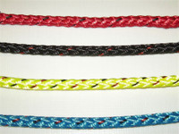 Marlow 8 plait Prestretch - great for halyards, outhauls, and downhauls with little elongation and great cleating. 