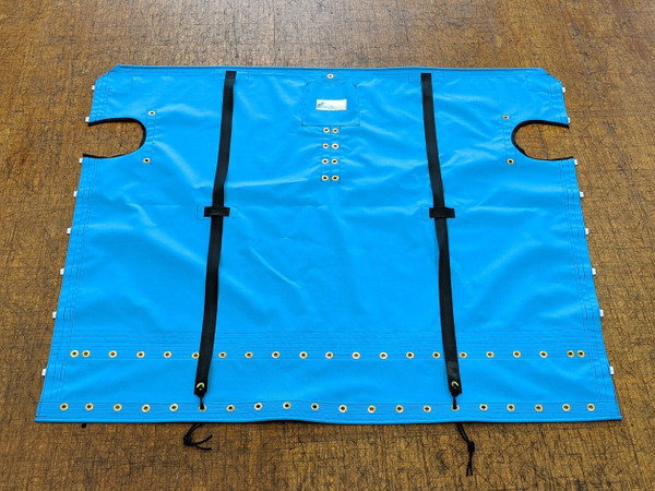 Trampoline to fit a Prindle 16 catamaran made in America by skilled artisans at SLO Sail and Canvas. 12” X 12” Halyard pocket, included. Adjustable hiking straps made of 3” Polypropylene webbing. Hand pounded #4 brass spur grommets. Port Cutouts for Prindle 16 with inspection ports. 

