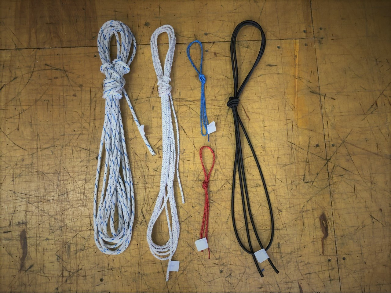 Sunfish Line Kit by SLO Sail and Canvas. Made from top-notch, pre-cut and labeled line from Marlow Ropes. Shock Cord (bungee) included. 