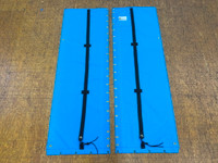 2pc Trampoline to fit a Hobie Getaway catamaran made in America by skilled artisans at SLO Sail and Canvas. 12” X 12” halyard pocket, included. Hand pounded #4 brass spur grommets. Adjustable hiking straps made of 3” Polypropylene webbing. Shown in Textilene 90 Lake Blue premium mesh. Optional Upgrade: Zipper Pocket shown.