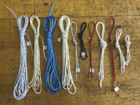 Line kit for a Holder 14 Mk1 sailboat. Assembled by SLO Sail and Canvas from high quality Marlow, Samson, and/or Bainbridge ropes. 