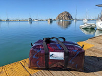 Sailcloth Duffel Bag Small - Limited Edition. Made in the USA by SLO Sail and Canvas with upcycled Dimension Polyant injection laminated sailcloth. Shown in purple.