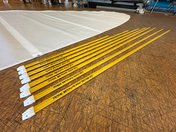 Precut pultruded "Saturn Profile" batten set to fit Hobie Getaaway mainsail by SLO Sail and Canvas. End caps included.