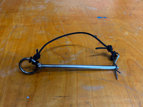 Rudder Pin for Rocket by Fulcrum Speedworks sailboat. Made by SLO Sail and Canvas. 